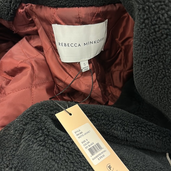 Rebecca Minkoff Faux Shearling Moto Jacket with Zipper - Picture 3 of 4